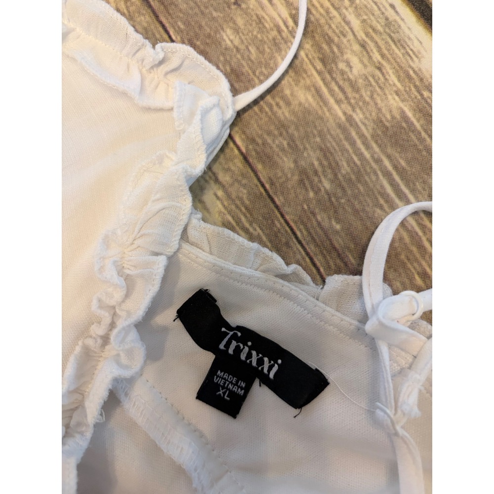 Trixxi Womens White Ruffle Sleeveless Shorts Romper XL Boho Festival Cottage - Picture 4 of 8
